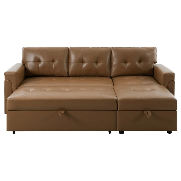 Divano sezionale reversibile con letto estraibile, chaise longue con contenitore nascosto, gambe durevoli,