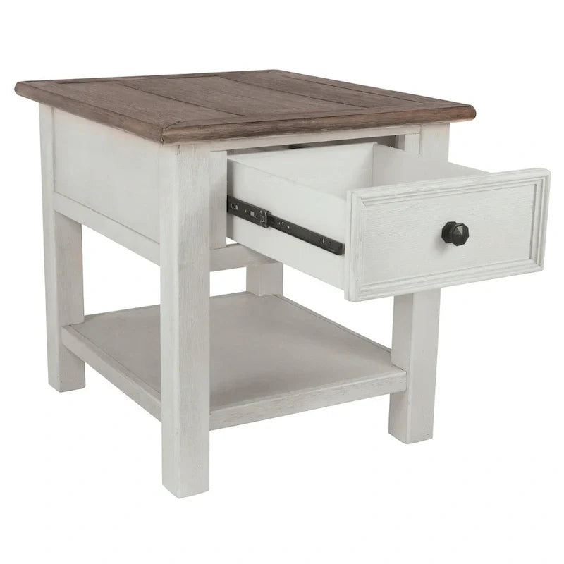 Tavolino occasionale Bolanburg bianco anticato/marrone
