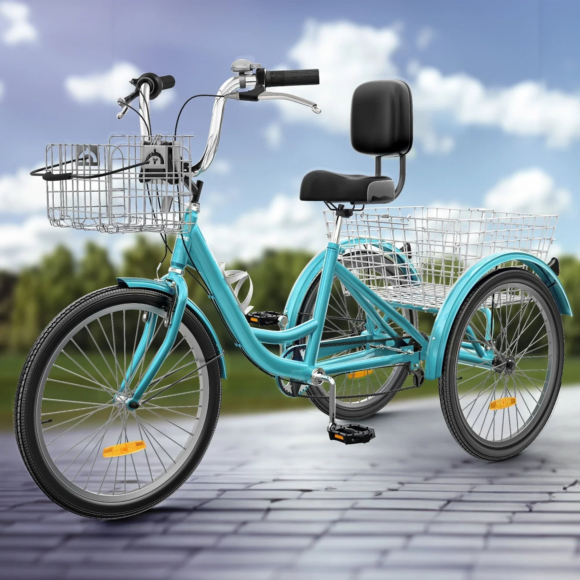 26 Triciclo per adulti Bici a 3 ruote Triciclo a 7 velocità