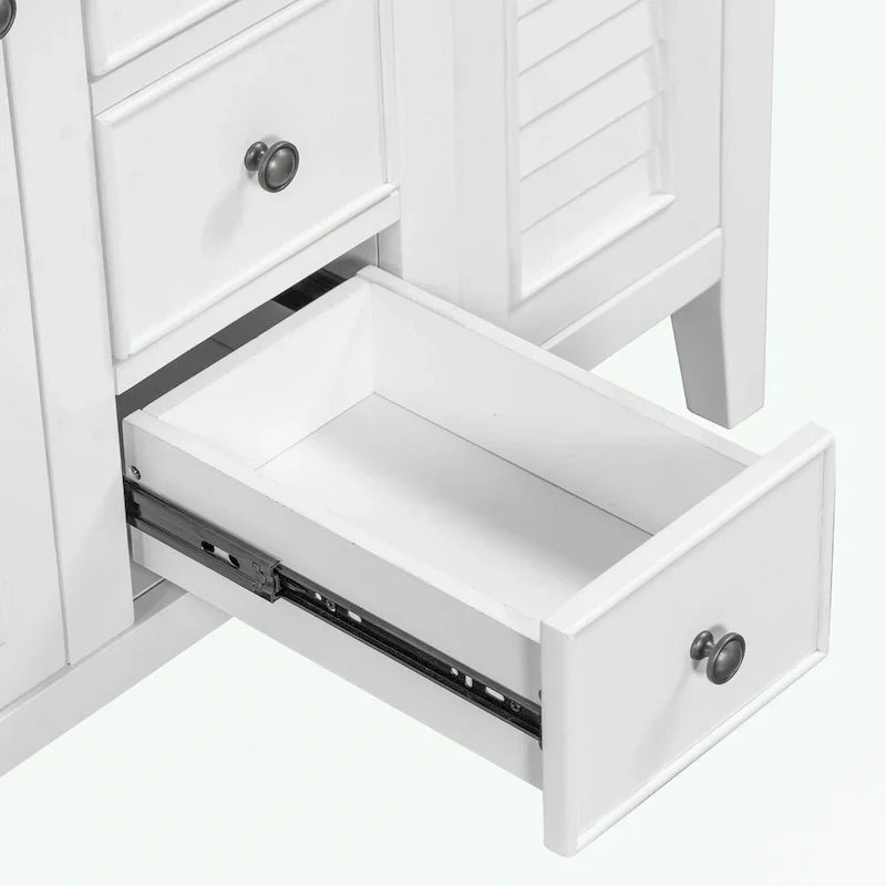 Mobile bagno con lavabo in ceramica, due ante e cinque cassetti