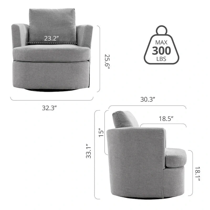 Set di poltrone a botte girevoli moderne imbottite in ciniglia, poltrona girevole moderna per soggiorno