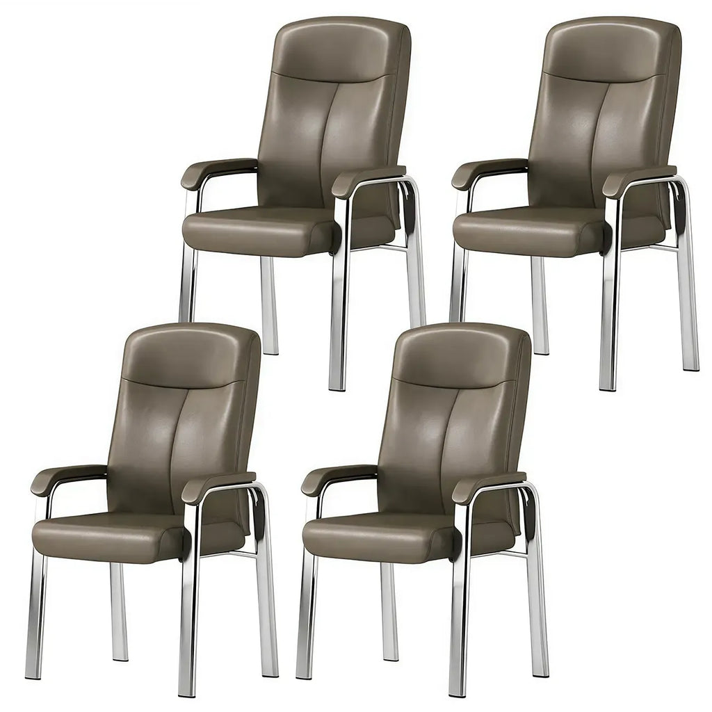Sedia da ufficio HomeyFad moderna in pelle e metallo a 4 gambe con braccioli