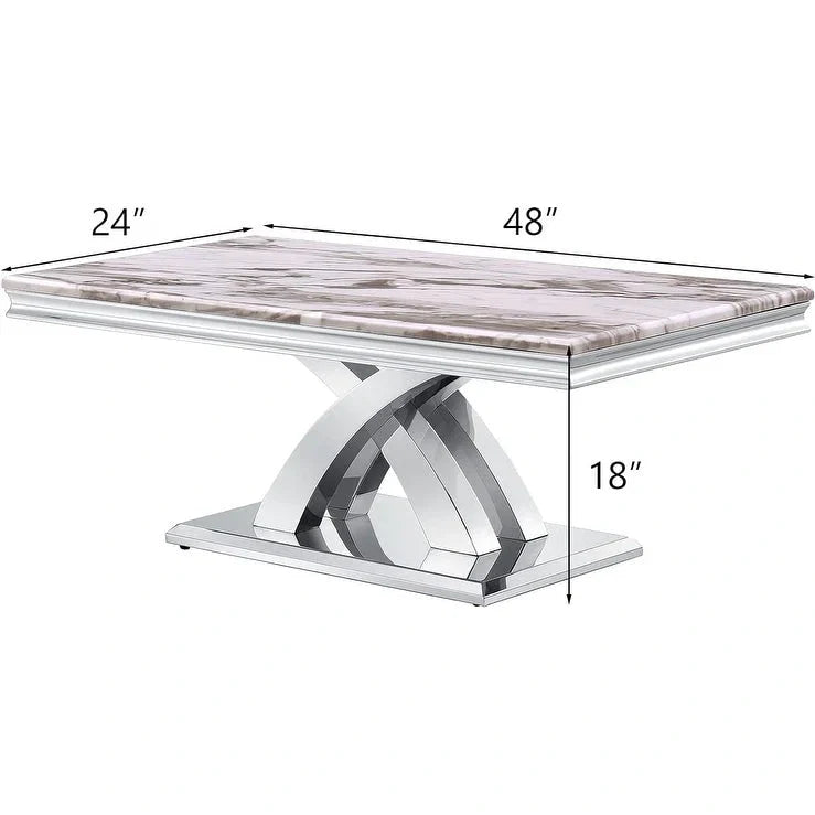 Tavolino da Caffè Moderno 48, Tavolino Rettangolare con Base a X, Tavolino Pedestal per Soggiorno