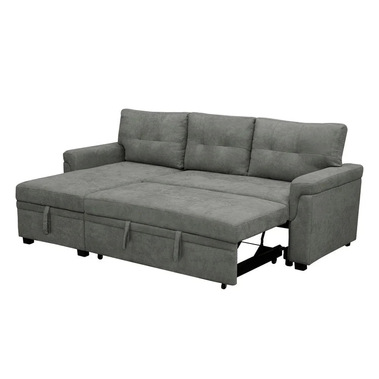 Divano sezionale reversibile con letto estraibile, chaise longue con contenitore nascosto, gambe durevoli,