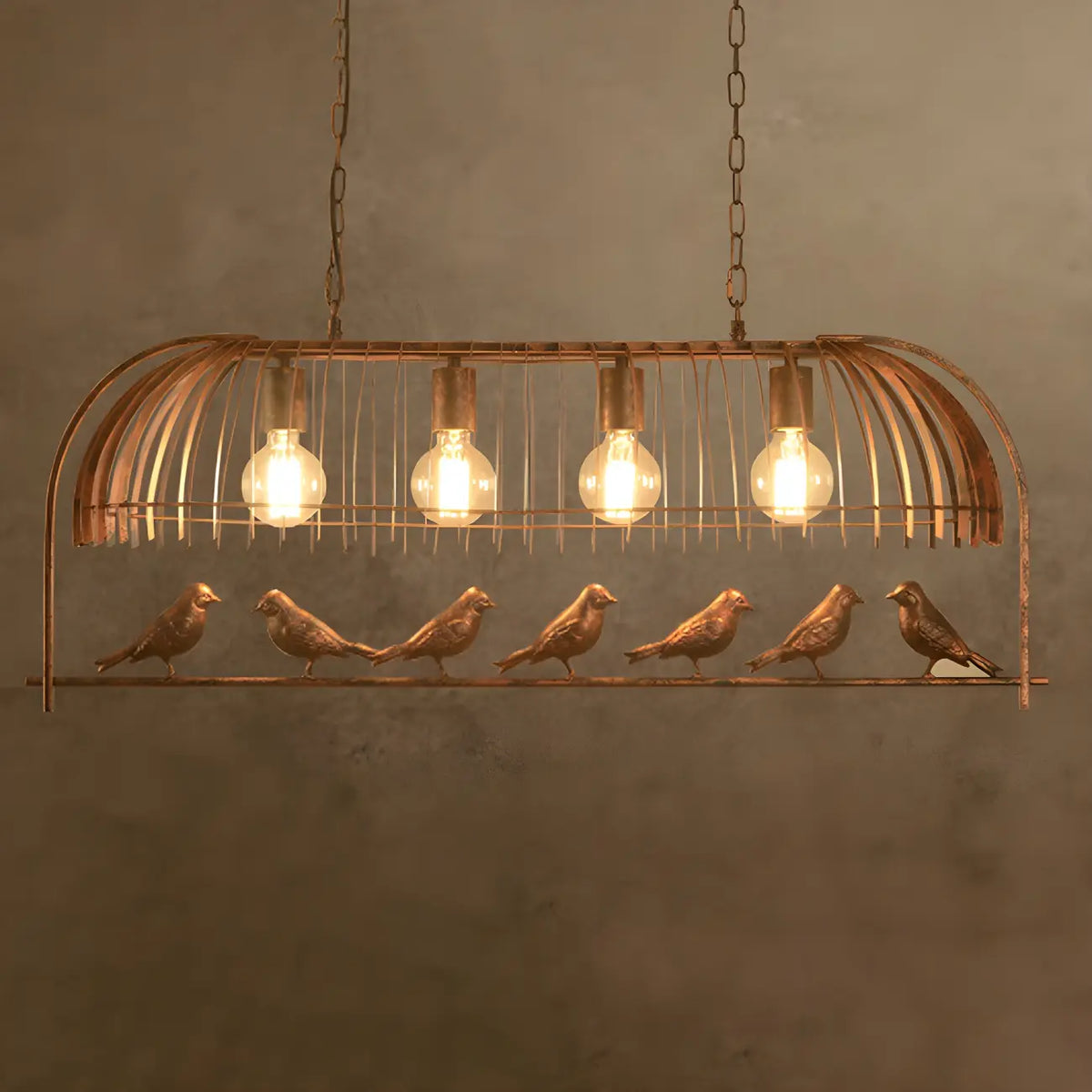 Lampadario a sospensione da cucina a isola, in metallo industriale, con gabbia