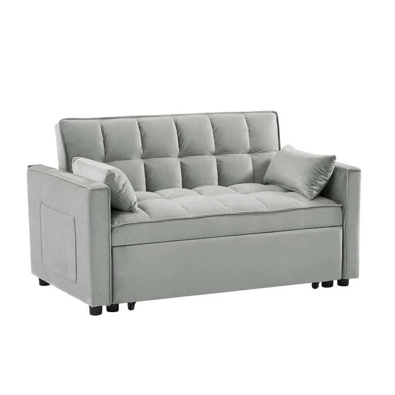 Divano letto 3 in 1 in velluto convertibile con letto estraibile e schienale reclinabile