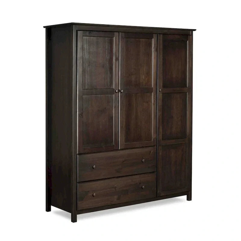 Grain Wood Furniture Armoire Shaker en bois à 3 portes - 60x72x22