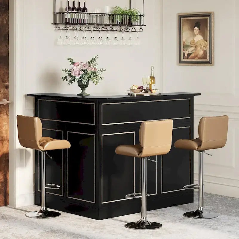Mobile bar a L con portabicchieri da vino per pub domestico