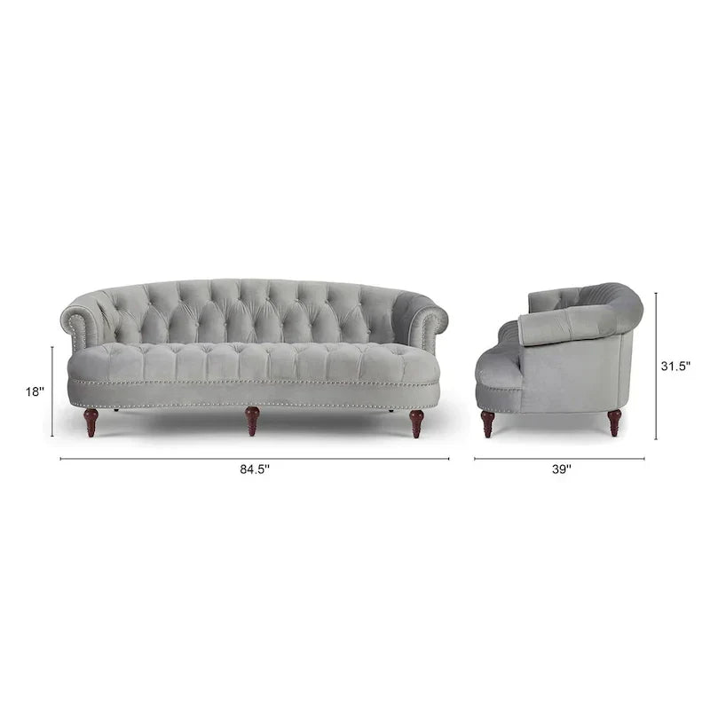 Divano Chesterfield trapuntato in velluto La Rosa 84 Mid-Century Modern