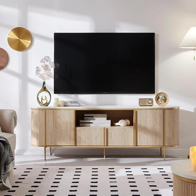 Mobile TV Moderno di Lusso, Mobile Intrattenimento, con Top in Finto Marmo
