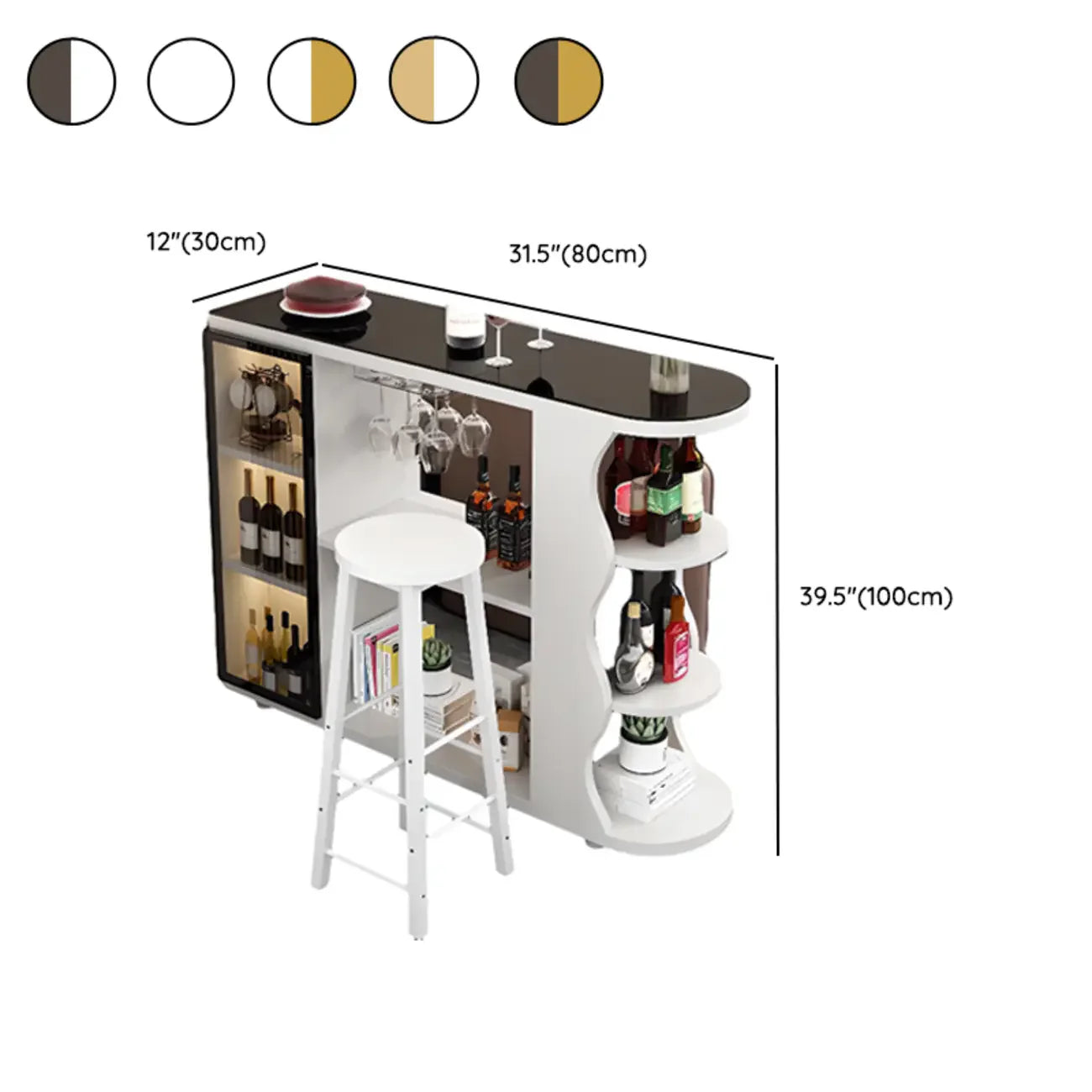 Tavolo da bar a forma libera con top in pietra moderna e contenitore per bar domestici