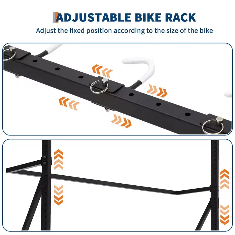 Rastrelliera portabici autoportante per 5 bici con capacità di carico di 136 kg, robusto organizzatore per un posizionamento sicuro e stabile delle bici in cortili anteriori e posteriori