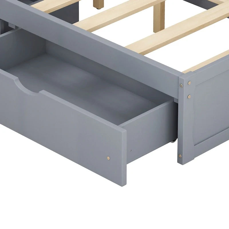 Struttura letto con 4 cassetti contenitore portatili sotto il letto