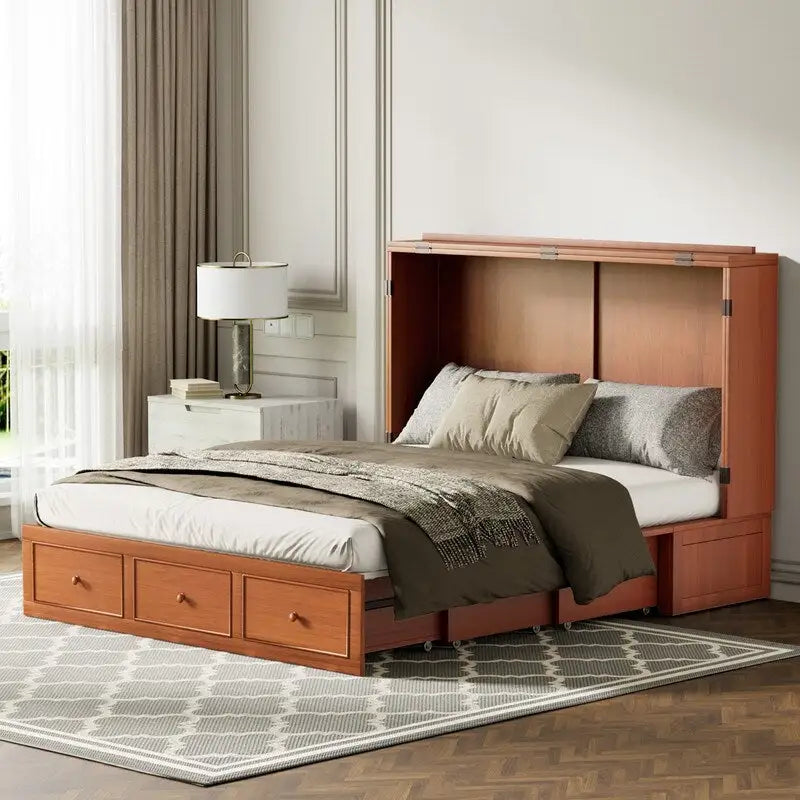Letto a scomparsa con materasso pieghevole, letto a cubo moderno con cassetto portaoggetti e stazione di ricarica USB