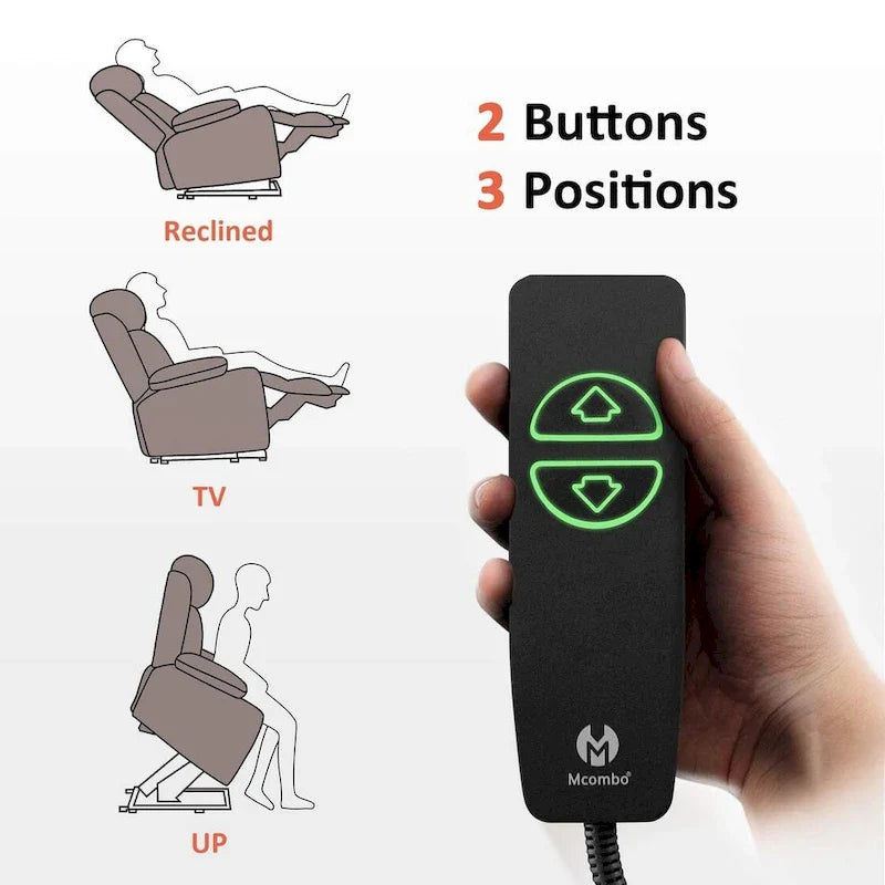 MCombo Poltrona Reclinabile Grande Elettrica con Poggiapiedi Esteso per Anziani Robusti e Alti, Telecomando, Portabicchieri, Tessuto 7426