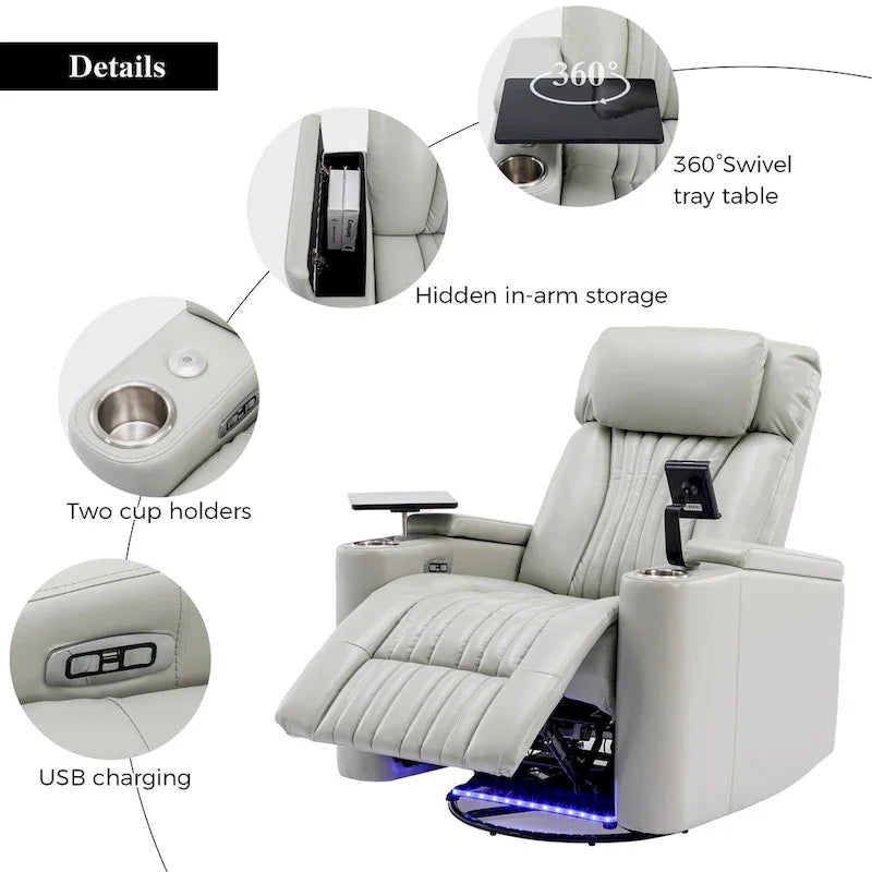 Poltrona reclinabile girevole a 270° multifunzione per home theater