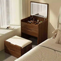 Okak Tavolo da toeletta 3 in 1 con specchio a scomparsa, toeletta compatta con piano in vetro a vista e sgabello imbottito, scrivania da toeletta per camera da letto