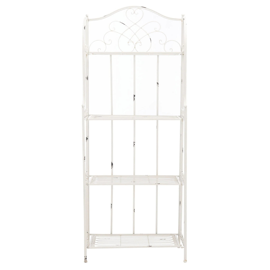 SAFAVIEH Bryn Scaffale da panettiere da esterno a 4 ripiani in ferro battuto vittoriano - 25 pollici L x 15 pollici P x 63 pollici H - 25 L x 15 P x 63 H