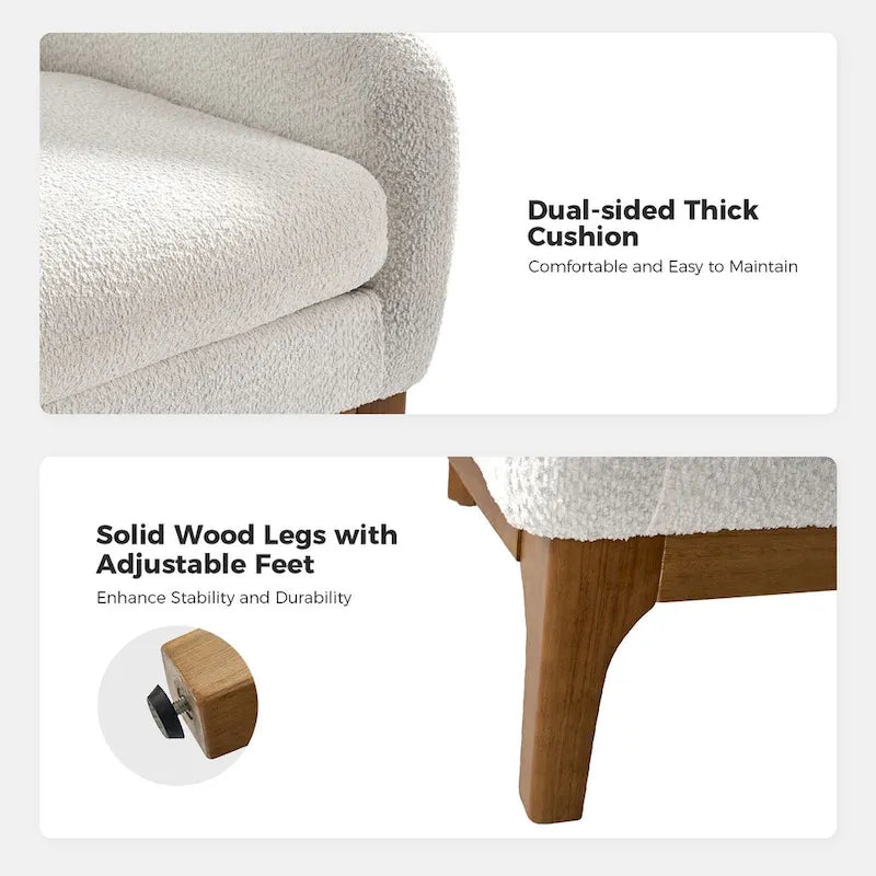 Poltrona a botte Augus Modern Boucle con gambe in legno massello di HULALA HOME