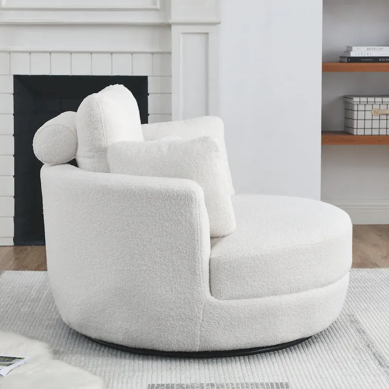 Poltrona a botte girevole di grandi dimensioni con pouf contenitore a forma di luna