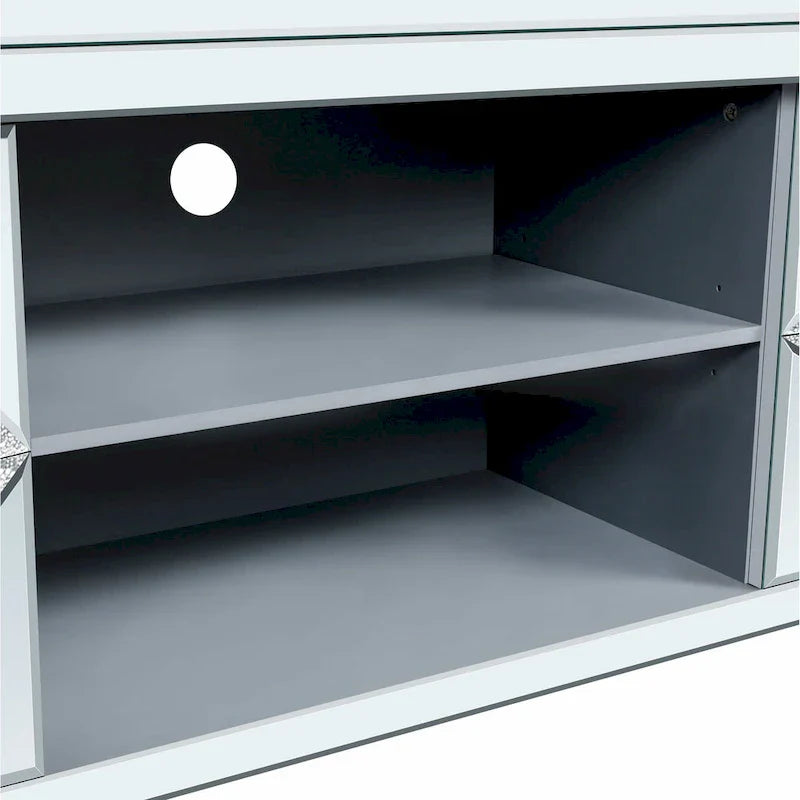 Mobile TV da 59 pollici con ante a specchio a forma di diamante e spazio di archiviazione, per TV fino a 65 pollici