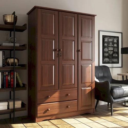 Armoire 3 portes - Blanc/Moka/Java - Bois massif