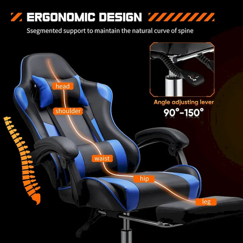 Sedia da scrivania girevole in pelle PU per gaming
