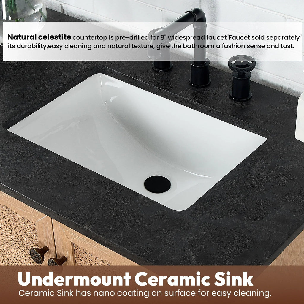 Mobile bagno Hervas con top in marmo naturale senza specchio