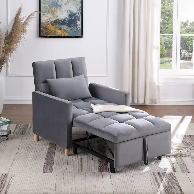 Divano letto 3 in 1 convertibile, poltrona e lettino, nero