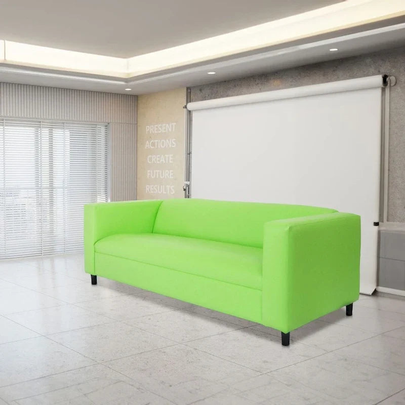 Divano a 3 posti in stile Mid-Century Modern, similpelle, struttura in legno massello, imbottito