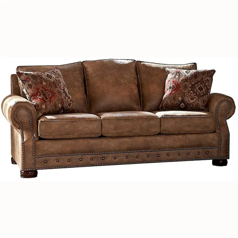 Divano letto in tessuto scamosciato marrone rustico Rancho - 37 x 86 x 40