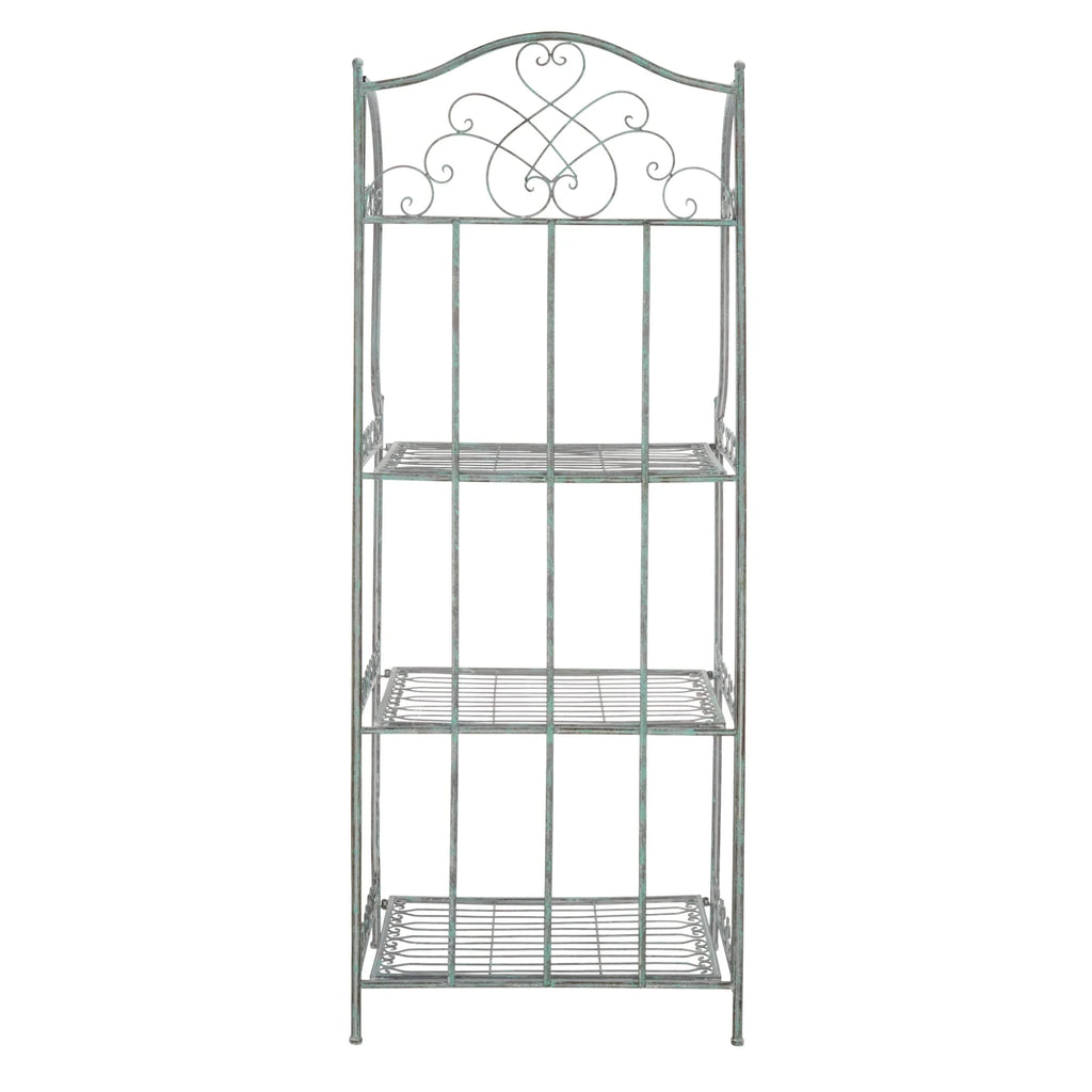 SAFAVIEH Bryn Scaffale da panettiere da esterno a 4 ripiani in ferro battuto vittoriano - 25 pollici L x 15 pollici P x 63 pollici H - 25 L x 15 P x 63 H