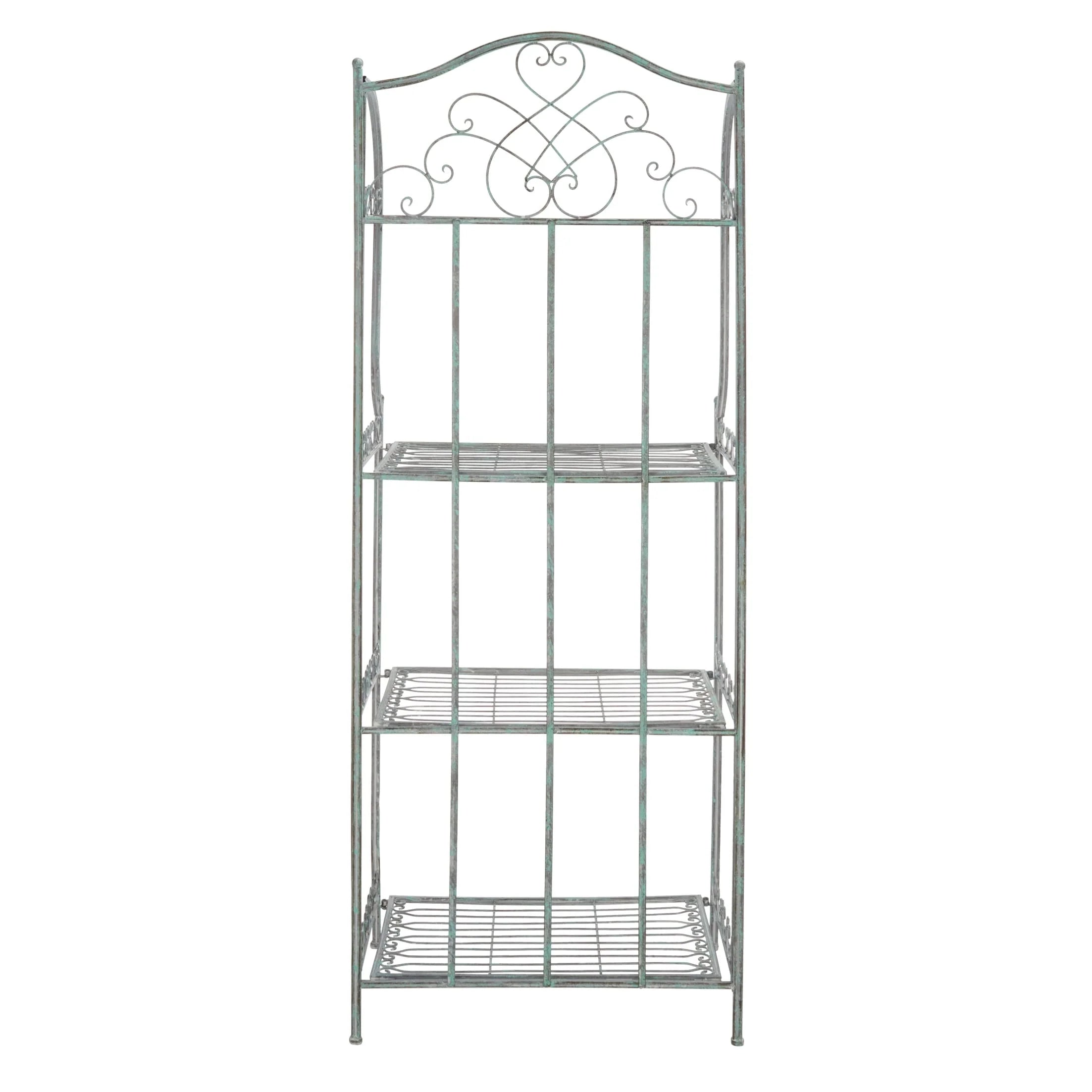 SAFAVIEH Bryn Scaffale da panettiere da esterno a 4 ripiani in ferro battuto vittoriano - 25 pollici L x 15 pollici P x 63 pollici H - 25 L x 15 P x 63 H