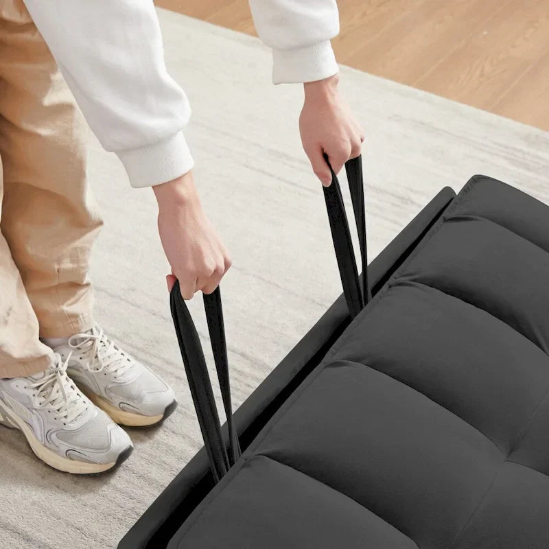 Divano letto 3 in 1 in velluto convertibile con letto estraibile e schienale reclinabile