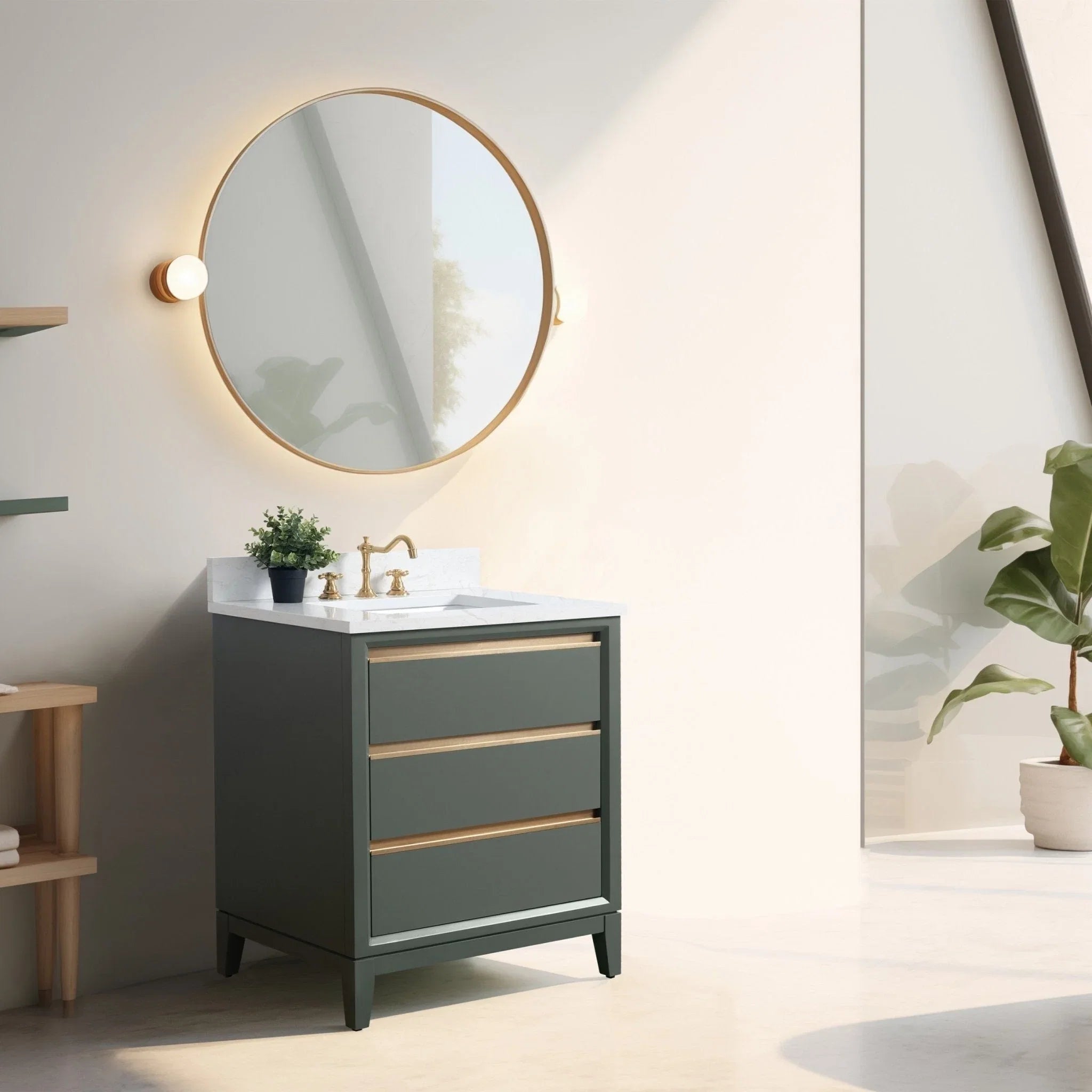Mobile da Bagno Vanity Art con Lavabo in Ceramica e Top in Marmo Ricomposto