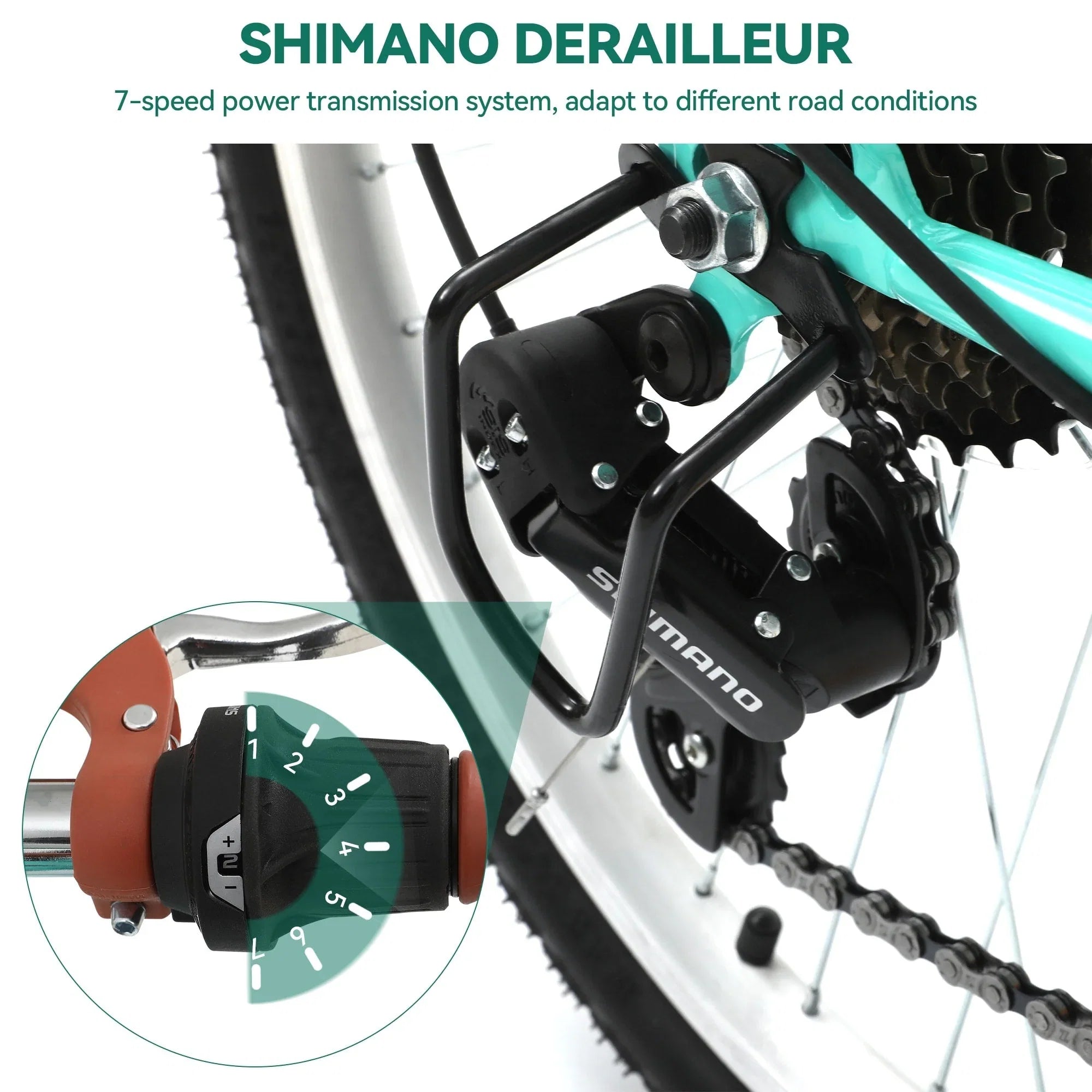 Moasis24/26 Bicicletta Cruiser a 7 velocità Regolabile con Telaio Ribassato, per Pendolari