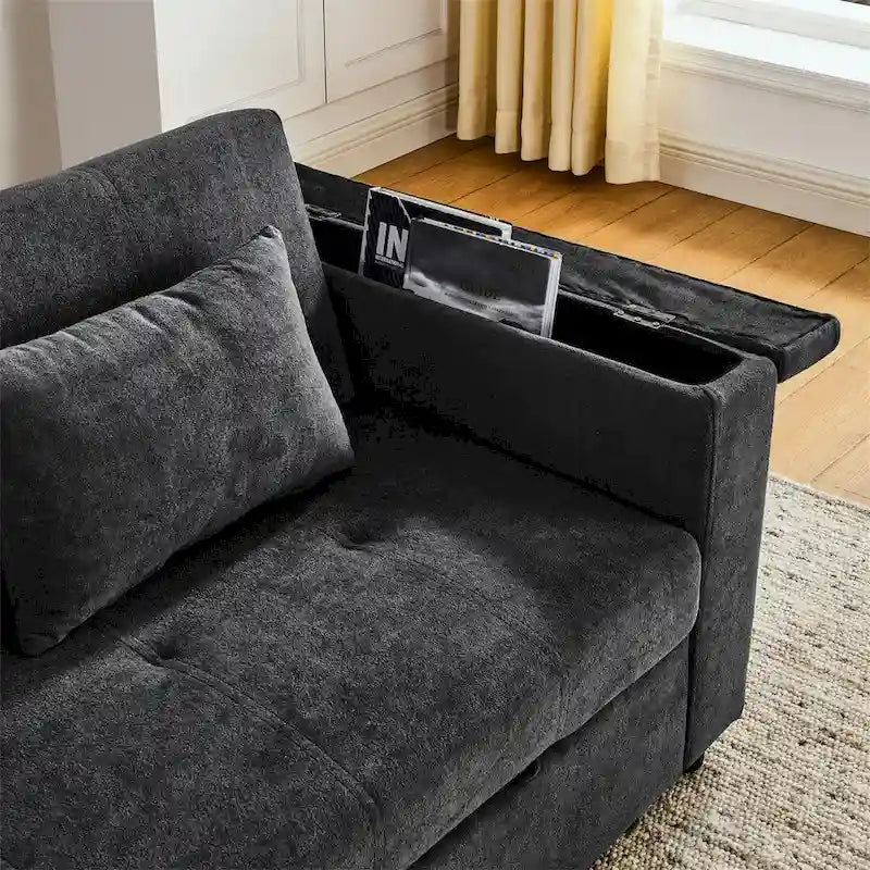 Divano Letto Estraibile con Schienale Regolabile e Porta USB