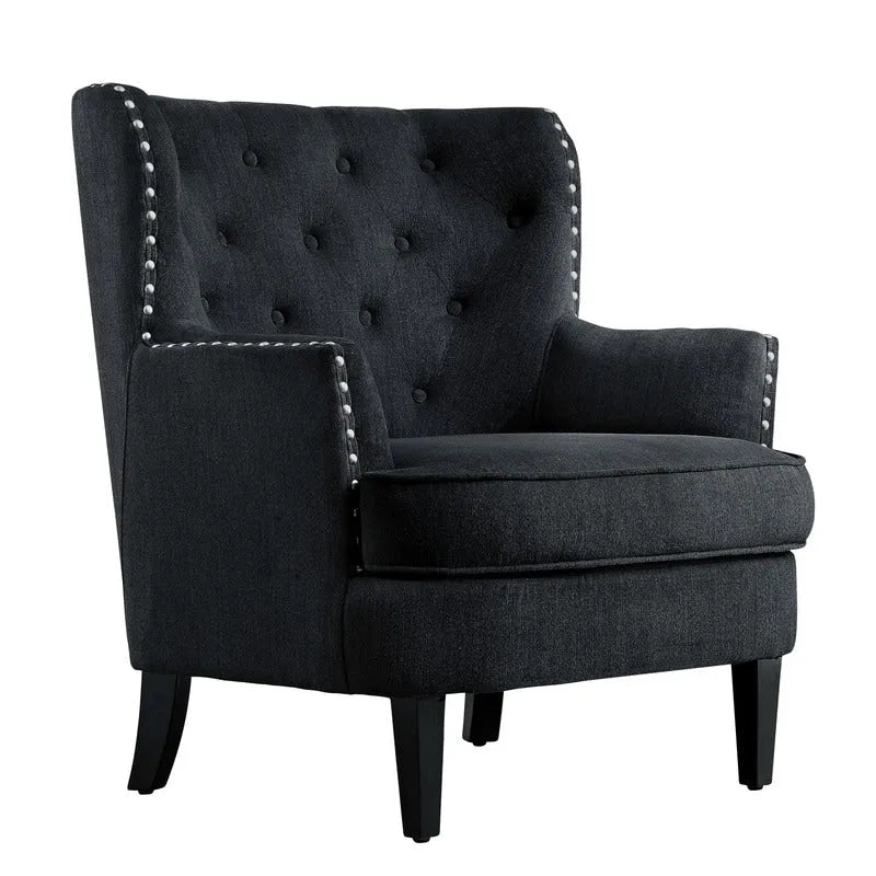 Moser Bay Mignon Poltrona Accent con Schienale Alto Trapuntato, Velluto/Lino, 76 cm