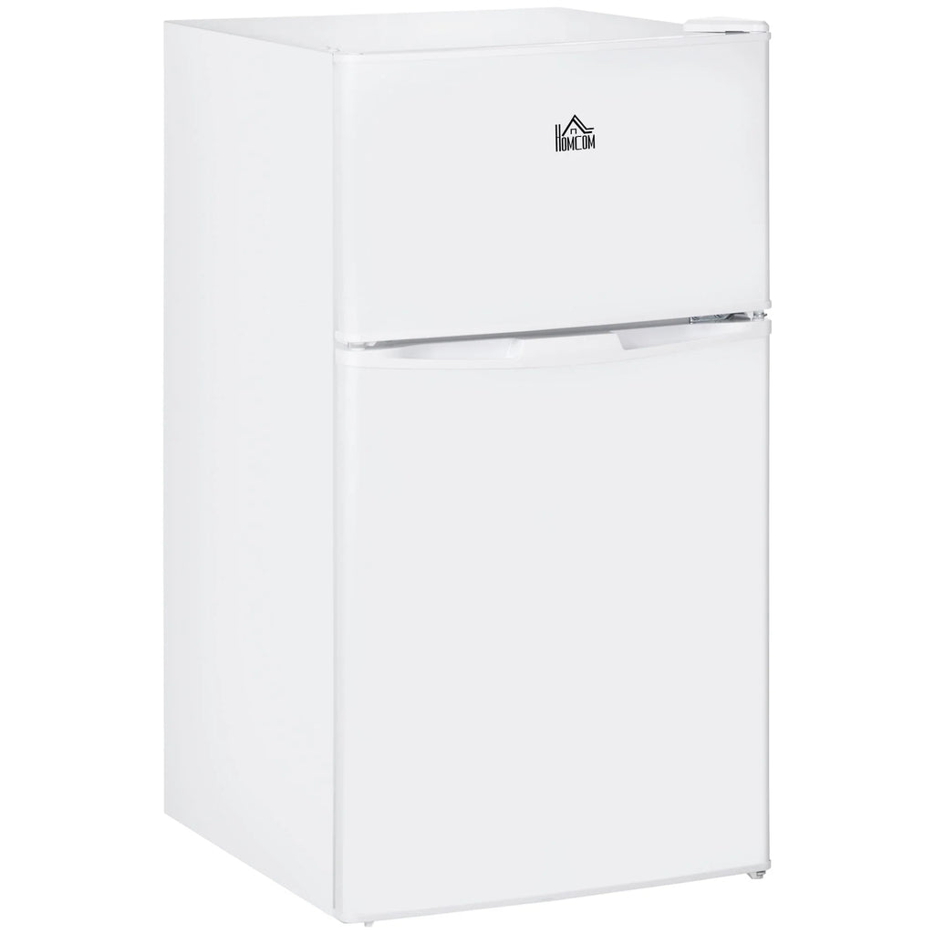 HOMCOM Mini Frigorifero a Doppia Porta con Congelatore, Frigo Compatto da 90 litri con Ripiano Regolabile, Termostato Regolabile
