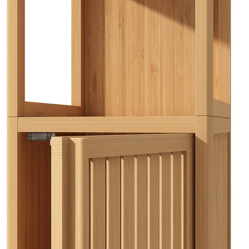 Mobile bagno alto 52 a 1 anta in legno naturale con ripiano a giorno