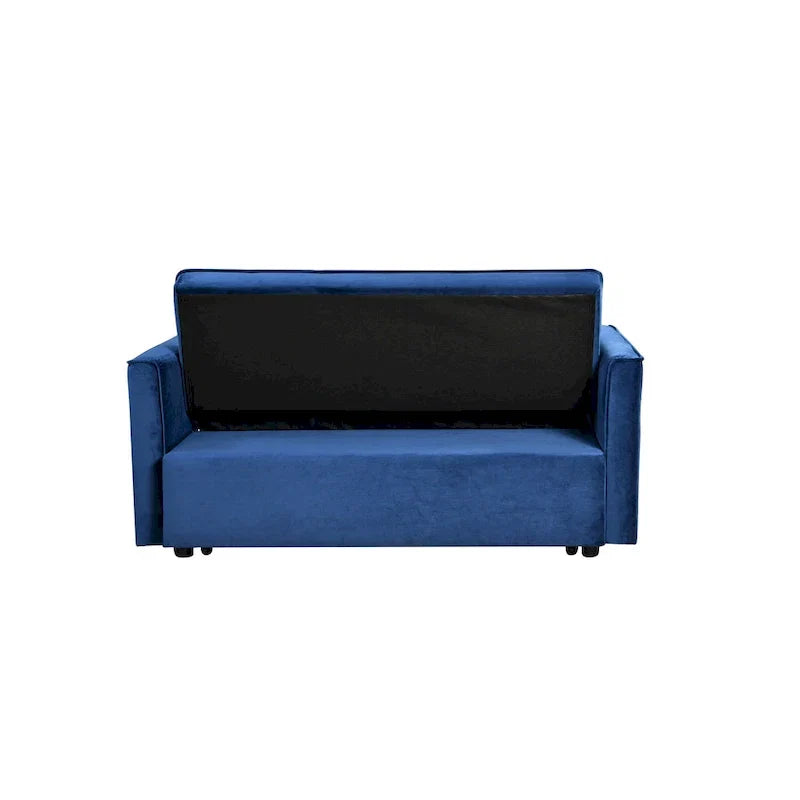 Divanetto Futon Moderno in Velluto con Schienale Reclinabile e Tasche, 2 Posti – Grigio Scuro / Grigio Chiaro / Blu / Nero