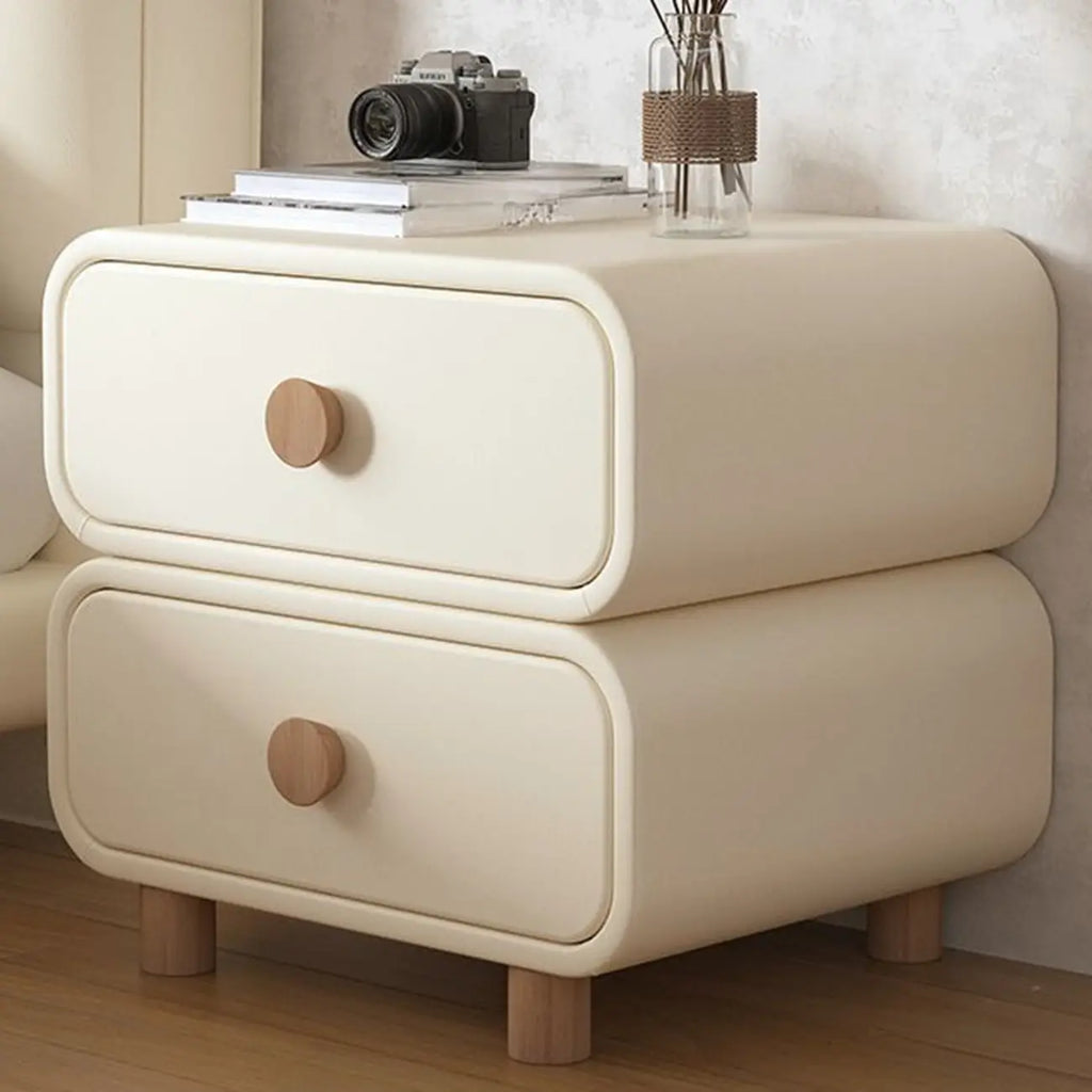 Table de chevet scandinave en similicuir avec finition en faux cuir