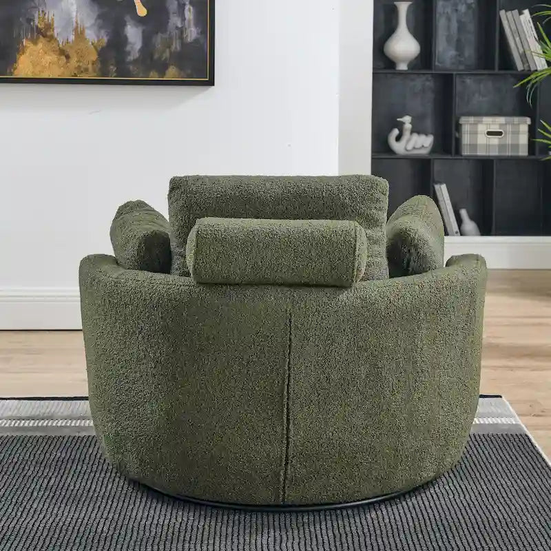 Poltrona a botte girevole di grandi dimensioni con pouf contenitore a forma di luna