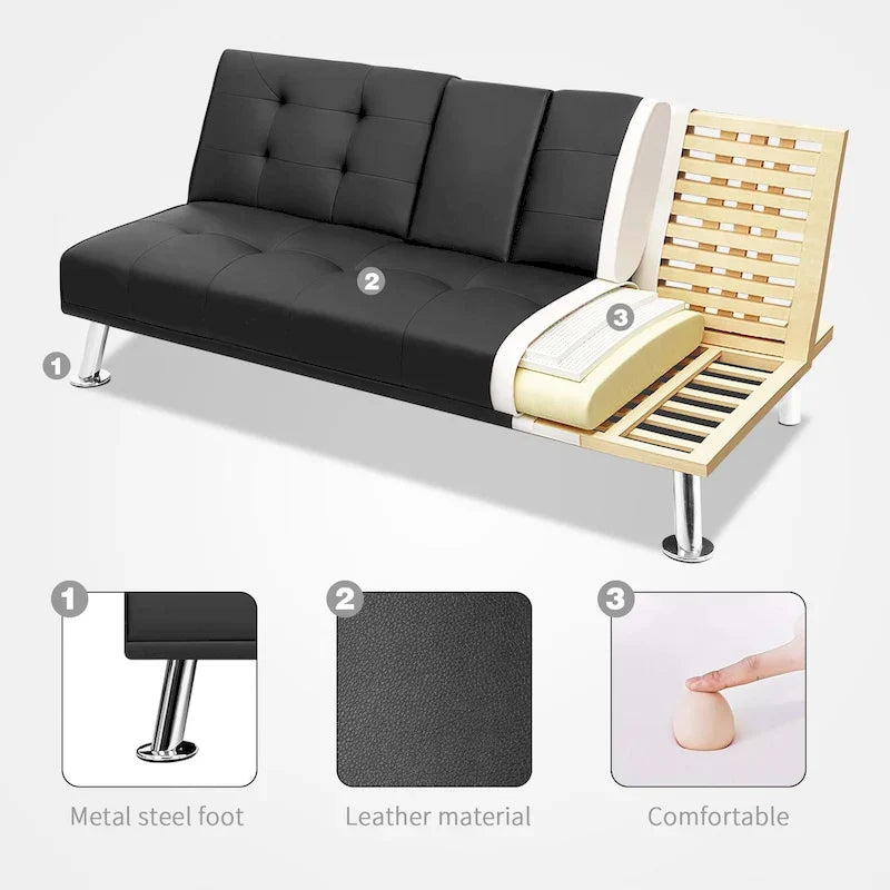 Divano letto futon convertibile Homall con portabicchieri e cuscini