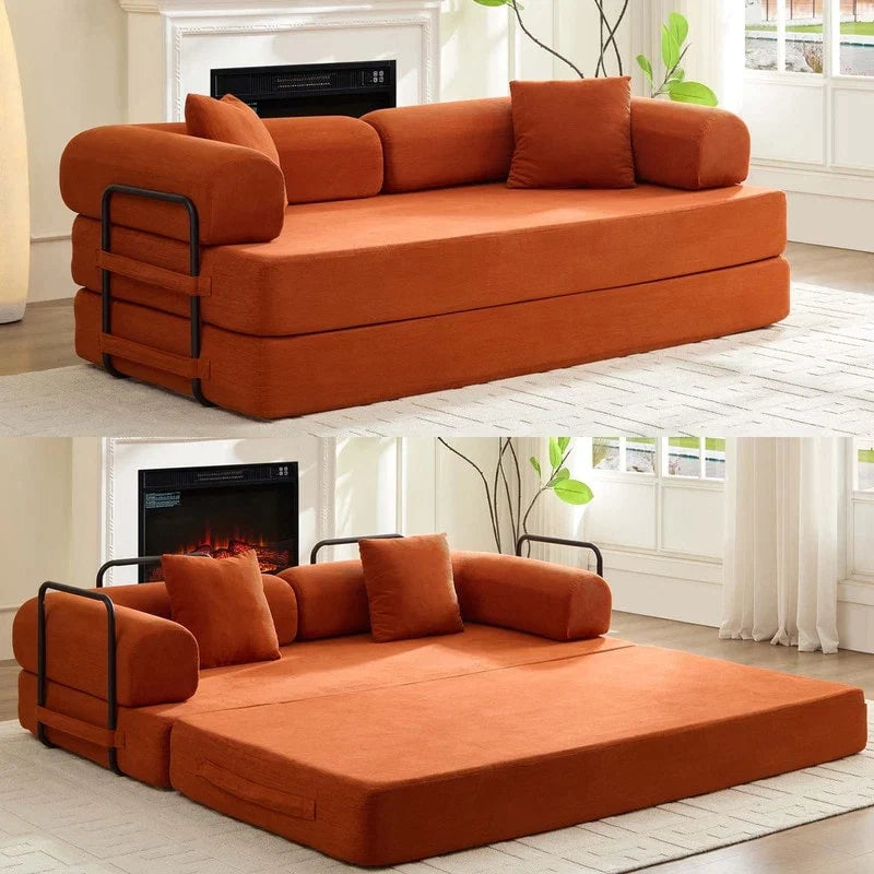 Mixoy Divano Letto Trasformabile con Braccioli Mobili, Divano Letto Pieghevole, Divano Letto da Terra Rimovibile e Lavabile