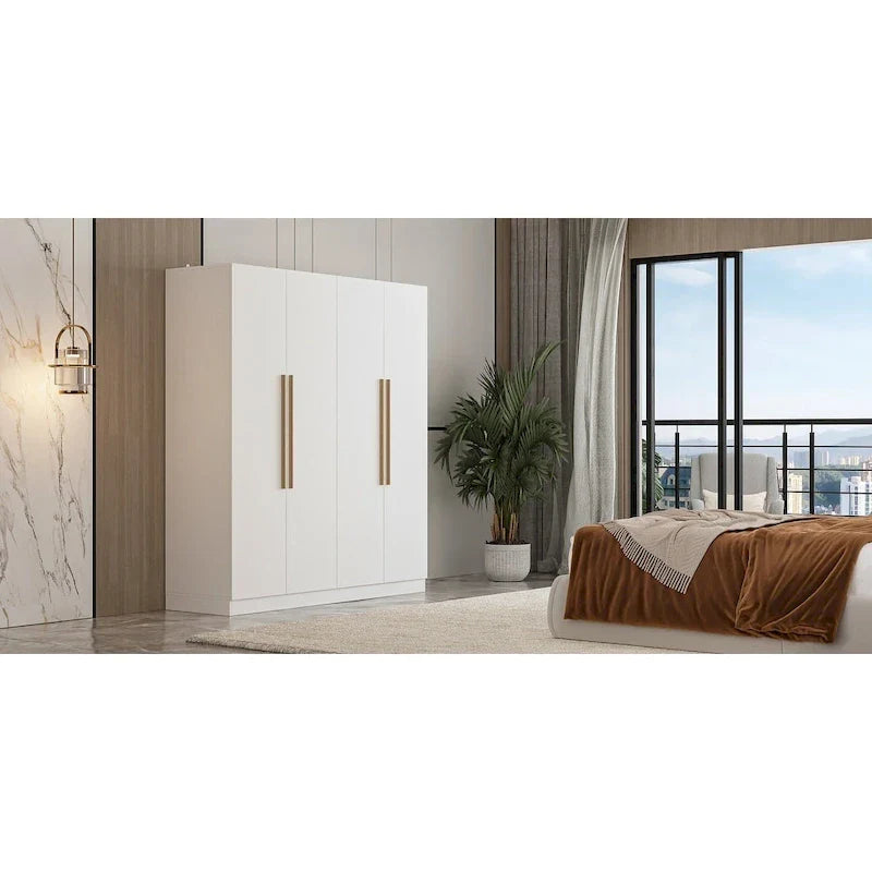 Armadio moderno freestanding in legno massiccio con ripiani
