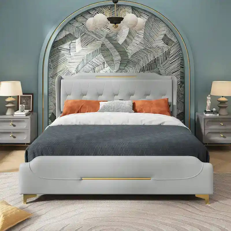Letto Moderno Imbottito in Ecopelle