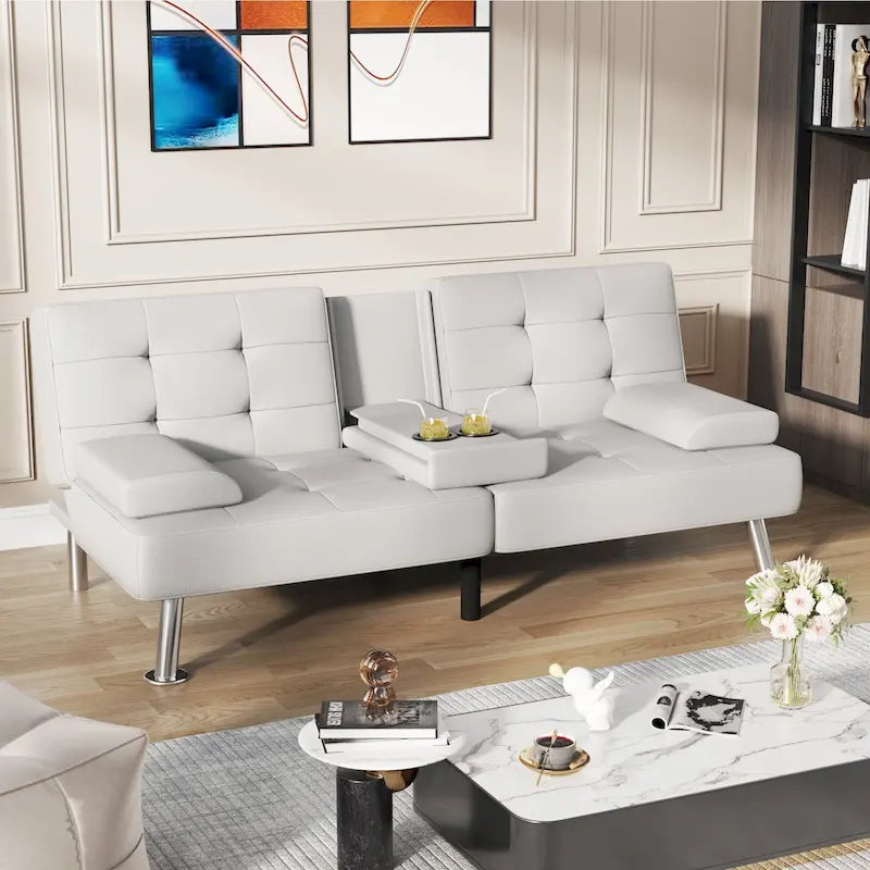 Divano letto futon convertibile Homall con portabicchieri e cuscini