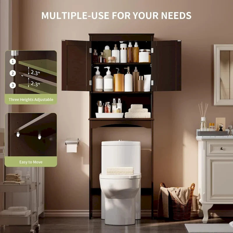 Meuble de rangement de salle de bain, Meuble de rangement WC, Étagère de salle de bain au-dessus des toilettes, Étagère WC gain de place