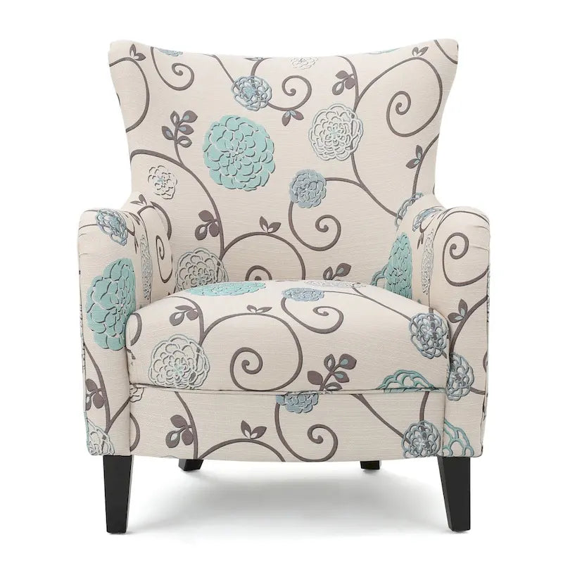 Poltrona imbottita schienale alto Modern Retro 30,25" con gambe in legno per soggiorno
